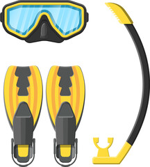 Diving mask with snorkel and flippers © absent84