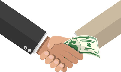 Businessman hand giving a bribe