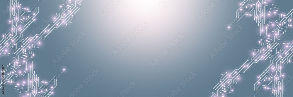 Poster Electronic texture for computer technology, engineering concept illustration. Motherboard computer generated abstract background