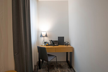 Hotel apartment interior with furniture