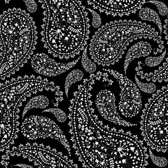 black and white seamless paisley pattern