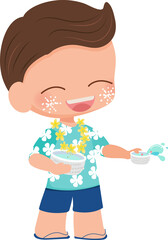 happy Thai couple enjoy Songkran festival water