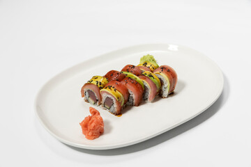 Sushi serving on white plate