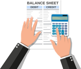 Accountant checks money balance