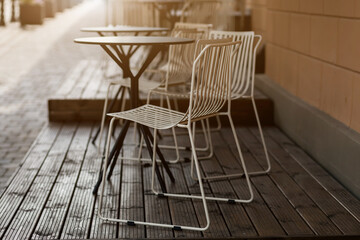 Empty tables in street