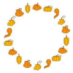 Cute autumn vector illustration, hand drawn pumpkins