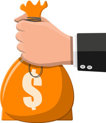 Textile bag. Cloth sack with rope