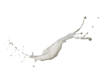 a glass glass from which milk splashes out, isolated on a white background - obrazy, fototapety, plakaty