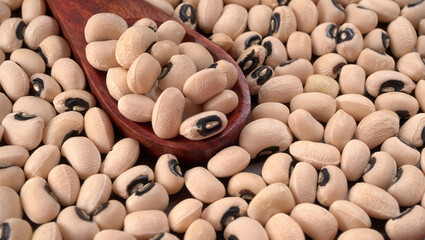 Uncooked black eyed peas. Health food concept.