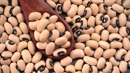 Uncooked black eyed peas. Health food concept.
