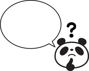 シンプルパンダ顔　はてな疑問　ふきだし
