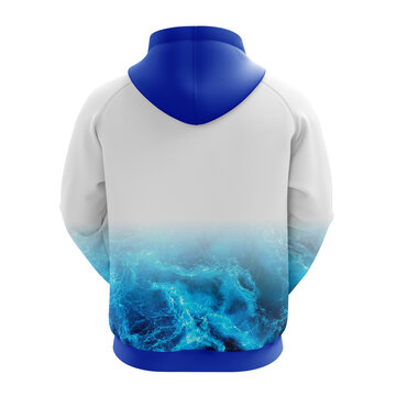 Here is the realistic mockup of fishing hoodie that shows waves of water.
