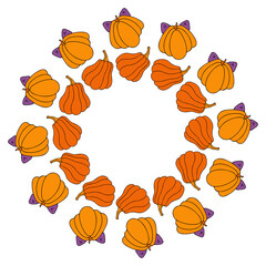 Cute autumn vector illustration, hand drawn pumpkins