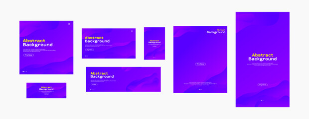 Set of wavy gradient shapes abstract background, design wallpaper for landing page, poster, banner, presentation, advertisement, cover, flyer