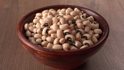 Uncooked black eyed peas. Health food concept.