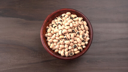 Uncooked black eyed peas. Health food concept.