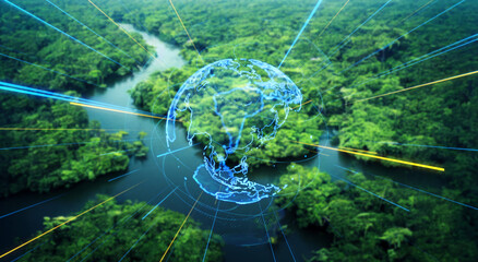 ジャングルと環境テクノロジー　バナー・広告向け横長ビジュアル