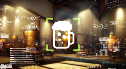 brewery and technology. Beer. Distillery. Wide angle visual for banners or  advertisements.