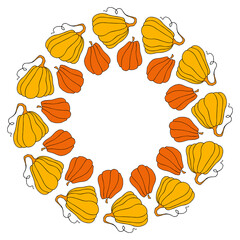 Cute autumn vector illustration, hand drawn pumpkins