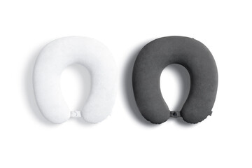 Blank black and white travel pillow mockup, top view © Alexandr Bognat