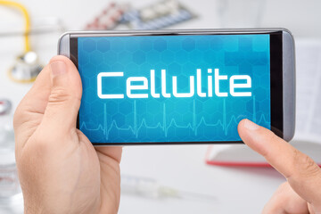 Smartphone mit dem Text Cellulite auf dem Display