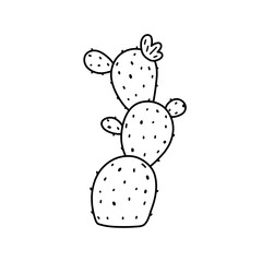 Cute cartoon cactus isolated on white background. Vector hand-drawn illustration in doodle style. Perfect for cards, logo, decorations, various designs. Botanical clipart.
