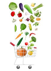 Shopping cart full of vegetables