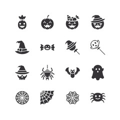 Halloween black icon design. icons set on a white background. Vector illustration