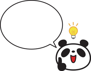 シンプルパンダ顔　アイデアが浮かぶ　ふきだし