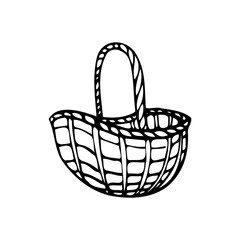 old basket contour on the white background