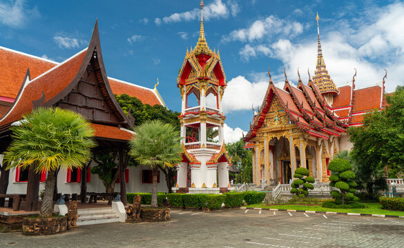 Wat Chaiyararam or Wat Chalong temple, religious tourist attraction in Phuket, Thailand