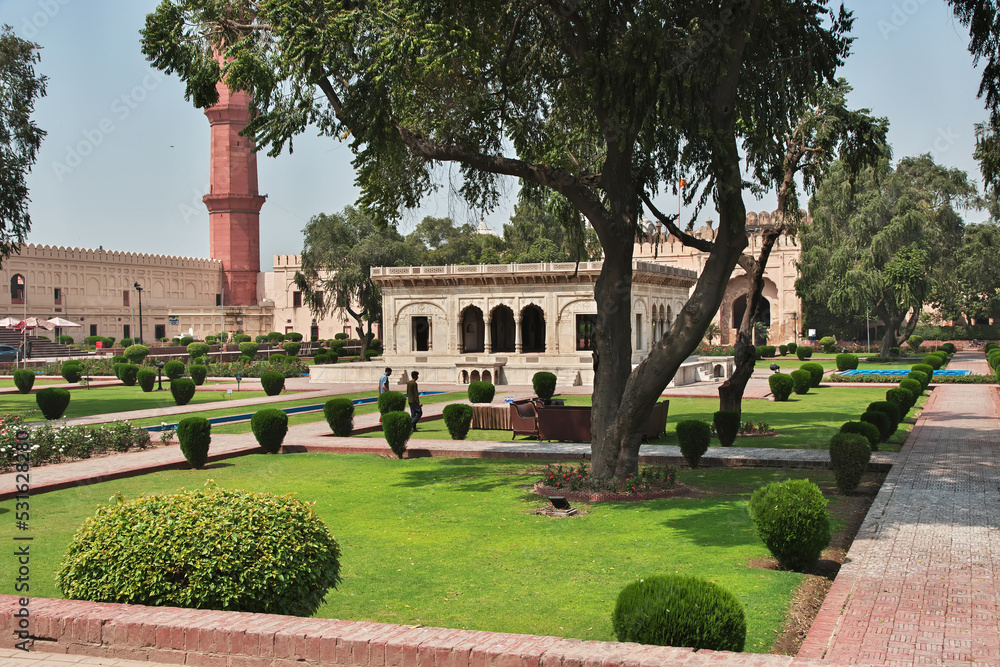 Sticker Lahore fort, vintage castle, Punjab province, Pakistan