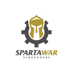 Gear Spartan Warrior Logo Vector. Spartan Helmet Logo design template. Creative icon symbol