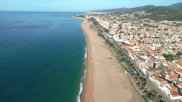Maresme beaches in the province of Barcelona aerial images