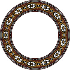 Vintage pattern stylish round frame retro brown spiral cross line white flower