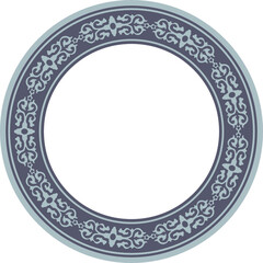 Vintage pattern stylish round frame retro blue spiral curve cross