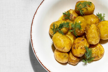 Young potatoes with butter and dill