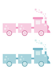 Cute pink and blue baby toy train