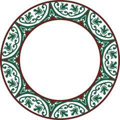 Vintage pattern stylish round frame retro green curve cross botanic garden plant