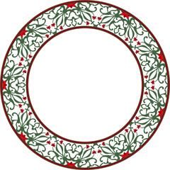 Vintage pattern stylish round frame spiral cross botanic garden flower leaf