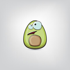 funny cartoon cute tiny avocado character isolated on grey background. My name is avocado vector concept. vector healthy summer funky avocado fruit character