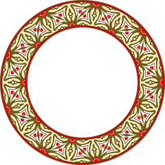 Vintage botanic garden retro pattern stylish round frame