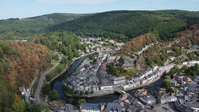 Medieval ruin castle at La Roche en Ardenne. At the Ourthe river in the Belgian Ardennes