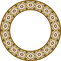 Vintage pattern stylish round frame square cross line star flower