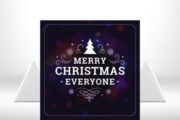 Merry Christmas everyone purple blurred greeting card curved premium ornament vector