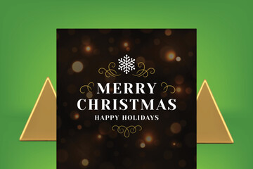 Happy winter holiday congratulations greeting card dark blurred particles design vector illustration