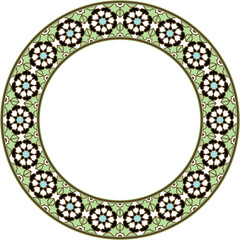 Vintage pattern stylish round frame islamic star polygon geometry cross