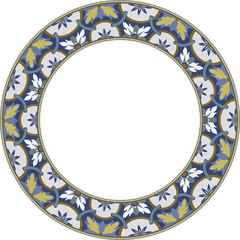 Vintage pattern stylish round frame retro botanic garden flower curve cross chain