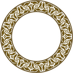 Vintage pattern stylish round frame golden spiral swirl