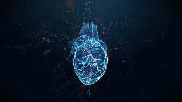 3d Hologram of Human Heart Surrounded By Energy Flows In A Futuristic Style HUD Anatomy Infographic